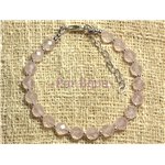 Bracelet Argent 925 et Pierre - Quartz Rose Facetté 6mm