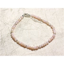 Armband Silber 925 und Stein - Pink Opal facettierte Unterlegscheiben 3mm 