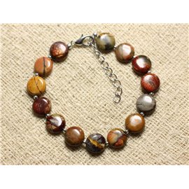 Bracelet 925 Silver and Stone - Jasper Picasso Palets 10mm 