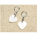 Boucles d'Oreilles Nacre Coeurs 18mm Blanc 