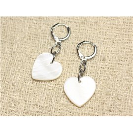 Pendientes Corazones De Nácar Blanco De 18 MM 