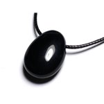 Collier Pendentif Pierre semi précieuse - Oeil de Tigre noir Faucon Goutte 25mm 