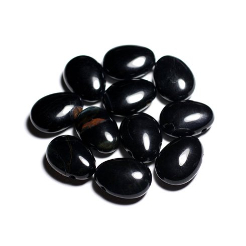 Collier Pendentif Pierre semi précieuse - Oeil de Tigre noir Faucon Goutte 25mm 