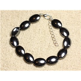 Bracelet Silver 925 and Stone - Hematite Oval 14x10mm 