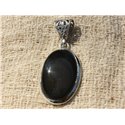 n8 - Pendentif Argent 925 et Obsidienne Oeil Céleste Ovale 33x20mm 