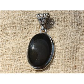 n8 - Anhänger Silber 925 und Obsidian Celestial Eye Oval 33x20mm 