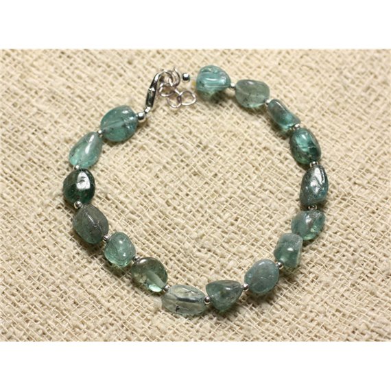 Bracelet Argent 925 et Pierre - Apatite Nuggets 6-10mm 