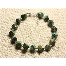 Bracelet 925 Silver and semi precious stone - African Turquoise Cubes 8x6mm 