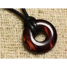 Collana con ciondolo in pietra - Ciambella occhio di bue 20 mm 