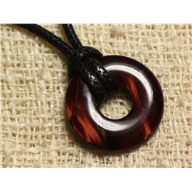 Stone Pendant Necklace - Bull's Eye Donut 20mm 