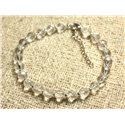 Bracelet Argent 925 et Pierre - Cristal de Roche Quartz Facetté 6mm