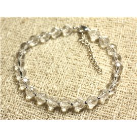 Bracciale in Argento 925 e Pietra - Quarzo Cristallo di Rocca Sfaccettato 6mm