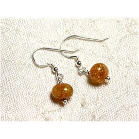 925 silver earrings and natural amber 8-9mm 