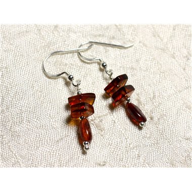 Boucles d'oreilles argent 925 et Ambre naturelle 8-9mm 