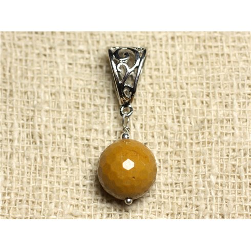 Pendentif Pierre semi précieuse - Jaspe Mokaite Facettée 12mm