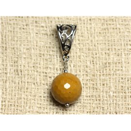 Pendentif Pierre semi précieuse - Jaspe Mokaite Facettée 12mm  Pendentif Pierre semi précieuse - Jaspe Mokaite Facettée 12mm
