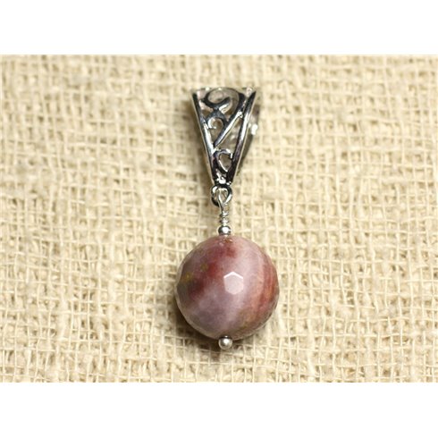 Pendentif Pierre semi précieuse - Jaspe Mokaite Facettée 12mm