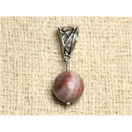 Pendentif Pierre semi précieuse - Jaspe Mokaite Facettée 12mm  Pendentif Pierre semi précieuse - Jaspe Mokaite Facettée 12mm