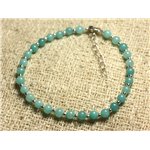 Bracelet Argent 925 et Pierre - Jade Turquoise 4mm 