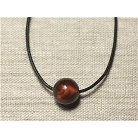 Halfedelsteen hanger ketting - Bull's Eye Ball 14 mm 