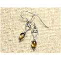 BO208 - Boucles d'Oreilles Argent 925 Coeurs 27mm Citrine 