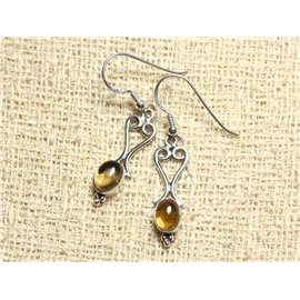 BO208 - 925 Silver Hearts 27mm Citrine Earrings 