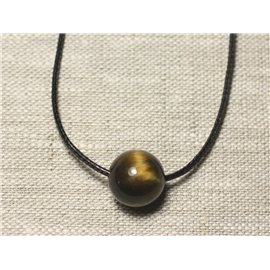 Semi Precious Stone Pendant Necklace - Tiger Eye and Falcon Ball 14mm 