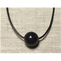 Collier Pendentif Pierre semi précieuse - Pierre Soleil Synthèse Bleue Galaxy Boule 14mm 