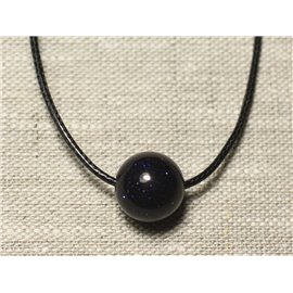 Halfedelsteen hanger ketting - blauwe synthese zonnesteen Galaxy Ball 14 mm 