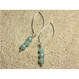 Pendientes De Plata De Ley 40mm Ganchos - Amazonita facetada 6mm 