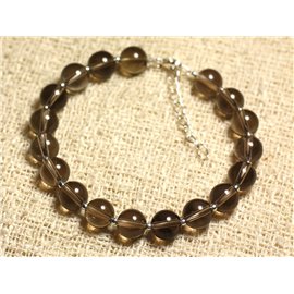 Bracelet Silver 925 and semi precious stone - Smoky Quartz 8mm