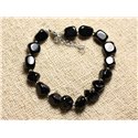 Bracelet Argent 925 et Pierre - Onyx Noir Nuggets 8mm 