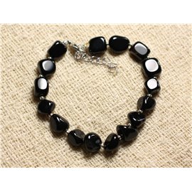 Armband Zilver 925 en Steen - Zwarte Onyx Nuggets 8mm 