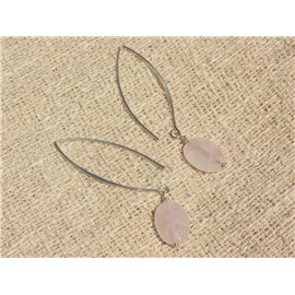 Pendientes de Plata 925 y Piedra - Cuarzo Rosa Facetado Ovalado 14x10mm 