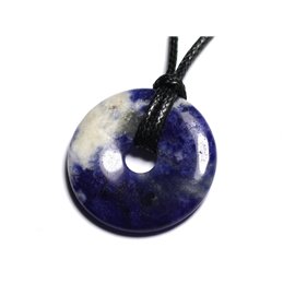 Collana con pendente in pietra semipreziosa - Sodalite Donut Pi 30mm 