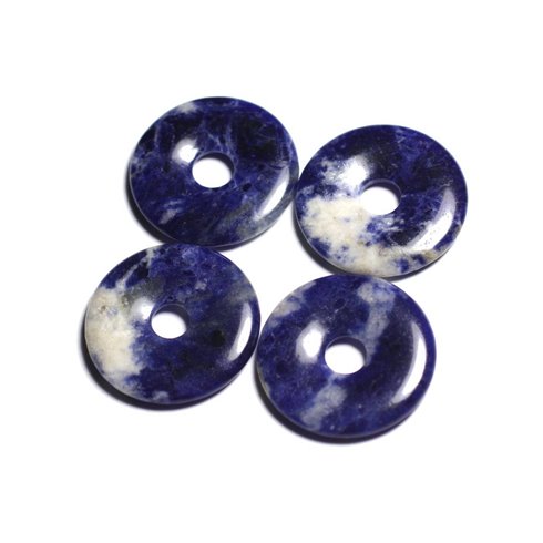 Collier Pendentif Pierre semi précieuse - Sodalite Donut Pi 30mm