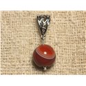 Pendentif Pierre semi précieuse - Agate Rouge 14mm 