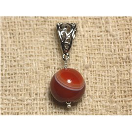 Semi precious stone pendant - Red Agate 14mm 