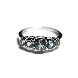 N122 - Ring Silber 925 und Stein - Blauer Topas Gradient rund 2,5 - 4,5 mm 
