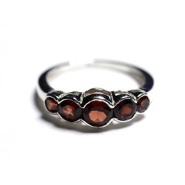 N122 - Ring Silver 925 and Stone - Garnet Gradient round 2.5 - 4.5mm 