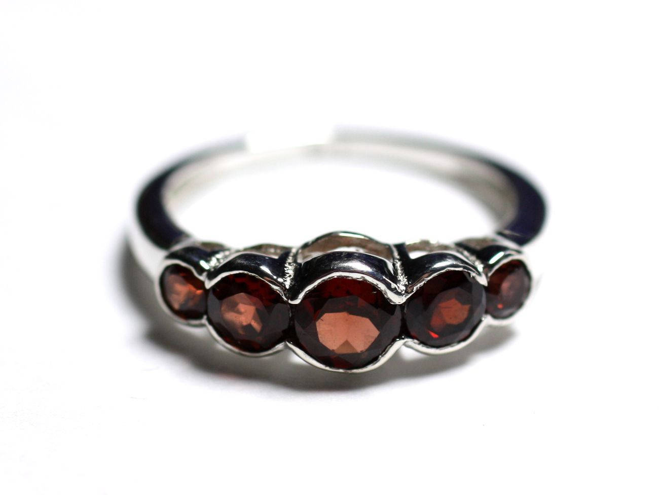 N122 - Bague Argent 925 et Pierre - Grenat Ronds dégradés 2.5 - 4.5mm 