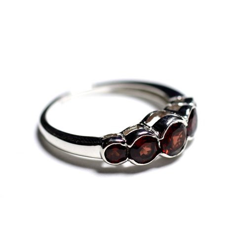 N122 - Bague Argent 925 et Pierre - Grenat Ronds dégradés 2.5 - 4.5mm