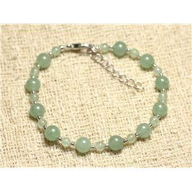 925 Silver and Stone Bracelet - Green Aventurine 4 and 6mm 