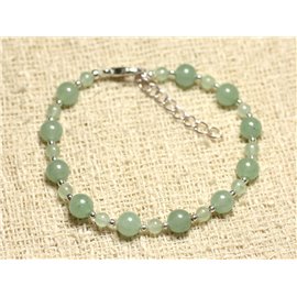 Bracciale in argento 925 e pietra - avventurina verde 4 e 6 mm 