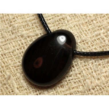 Collier Pendentif en Pierre - Obsidienne Fumée Goutte 25mm