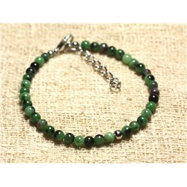 Armband Silber 925 und Halbedelstein Ruby Zoisite 4mm 