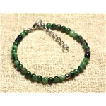 Bracelet Argent 925 et Pierre semi précieuse Rubis Zoisite 4mm 