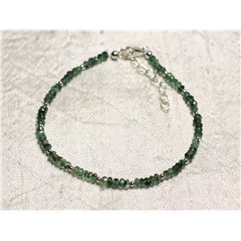 Bracciale Argento 925 e Pietra - Rondelle sfaccettate Smeraldo Zambia 3mm 