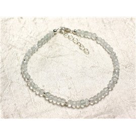 Armband Silber 925 und Stein - Grüner Amethyst Prasiolite facettierte Unterlegscheiben 3mm 