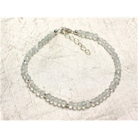 Bracelet Silver 925 and Stone - Green amethyst Prasiolite faceted washers 3mm 